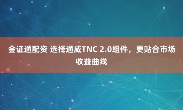 金证通配资 选择通威TNC 2.0组件，更贴合市场收益曲线